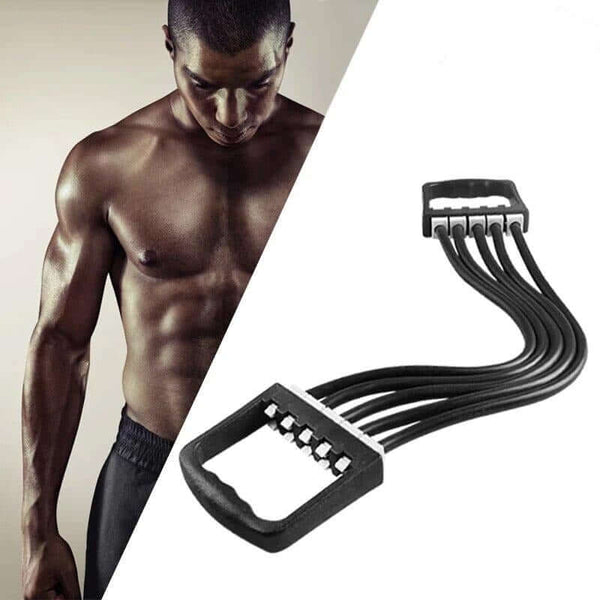 Adjustable chest expander resistance band set for effective home workouts and fitness training.