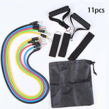 11 pcs resistance band set for full-body home workouts, including elastic bands and handles for effective exercise.