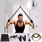 11 Pcs Resistance Band Set for full-body workouts at home with various resistance levels and accessories.