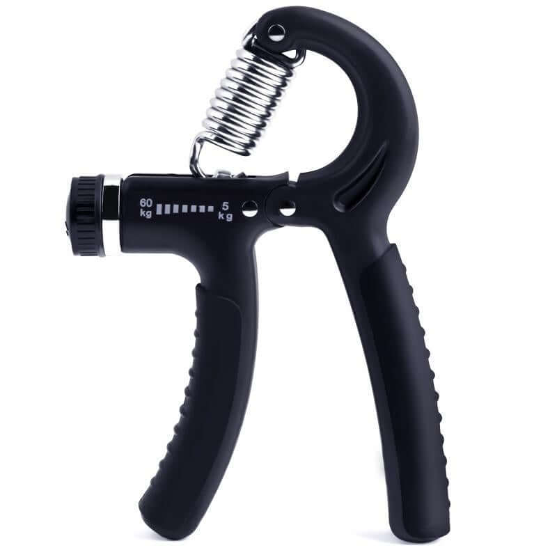 Adjustable resistance hand grip strength trainer for hand muscle strengthening and rehabilitation.